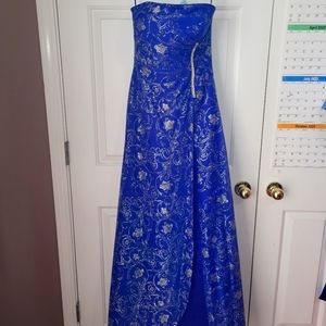 SIZE 1/2, Blue & Silver, Strapless dress